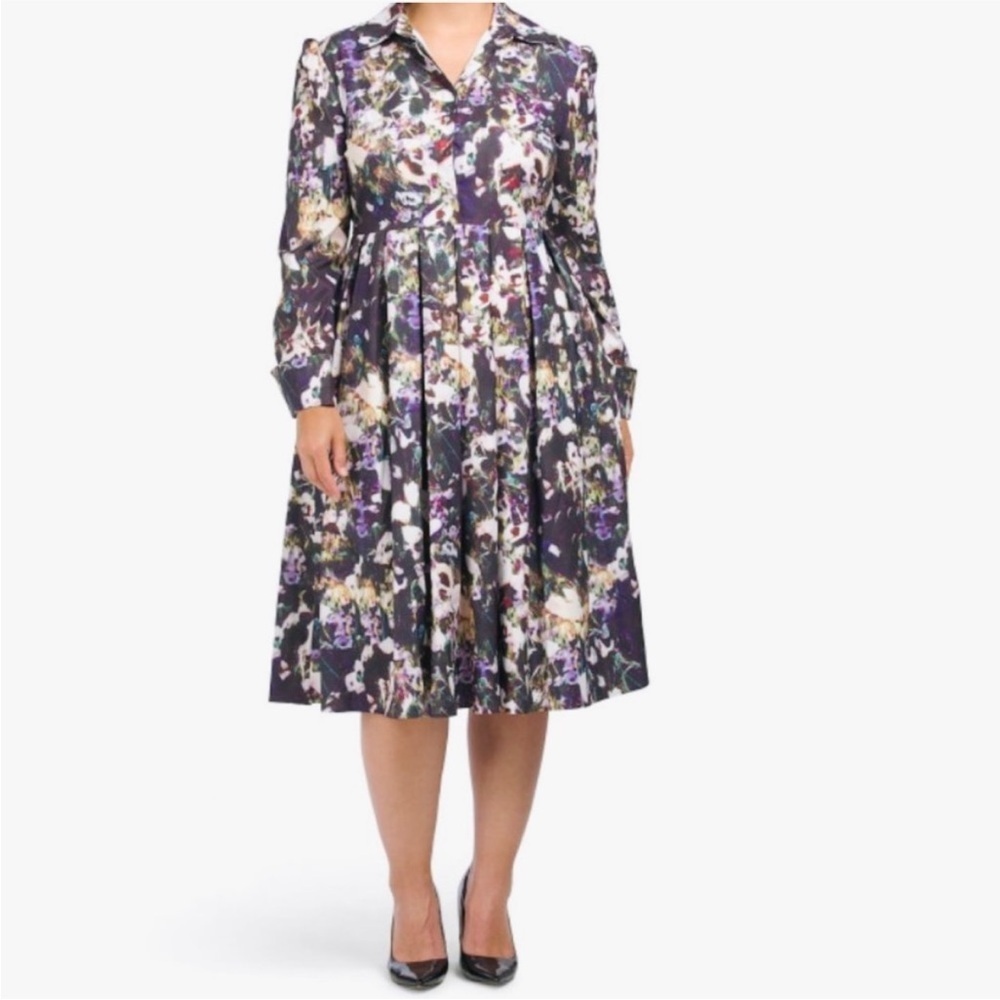 Dalia Macphee floral plus size midi dress NWT